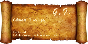 Gémes Ibolya névjegykártya